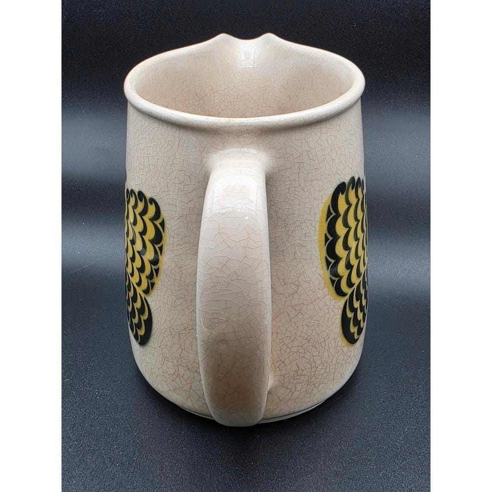 Vintage MCM Arabia Finland Yellow Butterly Pitcher Cream Crackle Glaze - Picture 5 of 10